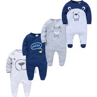 Ensemble de 3/4 pièces, barboteuse pour bébé garçon Kavkas, 100 % coton, à pois, col rond, vêtements pour nouveau-né, manches longues, combinaison d'été, pour les bébés filles, de 0 à 12 mois.