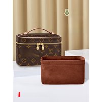 Makeup Bag Inner Liner Storage Pouch Pure Color Divided Structure Universal for LV Nice Nano Inner Bag Storage Case