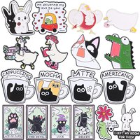 18styles Cartoon Animal Enamel Pin Reading Goose Dino Brooches Fiteness Duck Tarot Cat Coffee Bunny Badge Animal Jewelry Gift