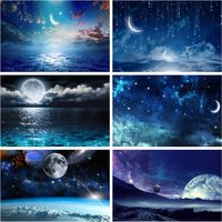 Night Starry Sky Cloud Backdrop Universe Earth Moon Planet Stars Baby Birthday Party Photography Background Decor Photo Studio