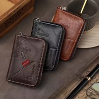 Vintage PU Leather Slim Wallet - Zipper RFID Blocking 11-Slot Card Holder Classic Unisex Wallet for Daily Commute Card Organizer