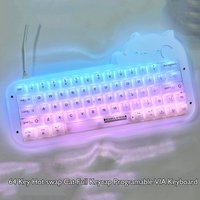 Cat Keyboard NZ64 Programmable RGB Mechanical Keyboard 64 Key Keypad Macro VIA Acrylic Full Keyboard with ice Keycap for gift