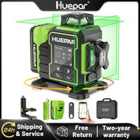 Huepar W03CG 12 Lines Laser Level Green 3D Cross Lines Bluetooth Lazer Leveler With Electric Rotating Base LCD Screen & Remote