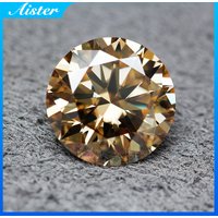 Never Fake Round Champagne Moissanite Stone with Certificate 5.0-18.0mm VVS1 Moissanite Loose Gemstones Pass Diamond Tester