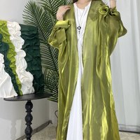 Eid Open Abayas for Women Shiny Organza Abaya Dubai Kaftan Turkey Robe Ramadan Islam Jalabiya Kimono Kebaya Caftan Muslim Dress