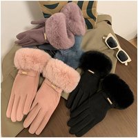AliExpress Winter Warm and Windproof Women's Gloves Fury Thick Warm Finger Gloves Outdoor Travel Cycling Gloves