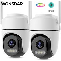 WONSDAR 2 szt. Kamera PTZ Zewnętrzna Kamera IP Kamera WiFi do Monitoringu Wideo Ochrona Domu Alarm z Wykrywaniem Ruchu ICsee