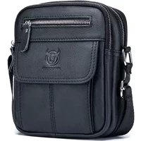 Bullcaptain Casual Men's Shoulder Bags Business Messenger Bag high-Quality Men's Cow Leather Bag's Mini Large Capacity Pocket