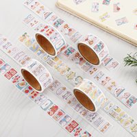 200Pcs Mini Stamp Style Stickers Cartoon Writable Labels for Scrapbooking Journal Decor Sealing Stationery