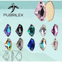 PUBRILEX Glitter Sew On Rhinestones Edges with Chamfers Glass Jewelry Decorations Crystal Stones for Garment DIY Accessories