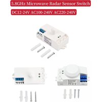 Indoor best quality microwave radar sensor light switch human movement DC12V-24V AC100V/220V-240V 5.8GHz with housing