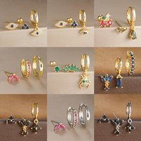 3pcs Fashion Stainless Steel Hoop Earrings Set For Women Gold Color Geometry Zircon Ear Evil Earring Cartilage Piercing Jewelry