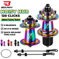 BOLANY 120 Click MTB Hub 4 Bearing 28 32 36 Holes 8-12 Speed HG Freehub Lightweight Disc Brake Bicycle Hubs Noisy Bicycle Cube