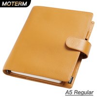 Moterm Regular A5 Size Rings Planner with 19MM Rings Binder Genuine Pebbled Grain Leather Notebook Agenda Organizer Sketchbook