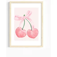Pink Cherry Balloon Puppy Canvas Print Butterfly Playing Cards A Wall Art Poster for University Apartment Girl's Room Home Decor