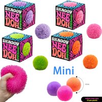 Needoh Shaggy Teenie Fuzz Ball Stress 3 Pack Mini Fidget Toy Safe Colorful Knead Stretch Autism ADHD Focus Toy for Adults Gift