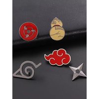 Anime Pin Badge - Ninja Village Konoha Naruto Uzumaki Uchiha Sharingan Shuriken Throwing Star Akatsuki Emblem Cosplay Prop