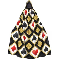 Golden Alice In Wonderland Poker Red Black Adult Cloak Cape Hooded Medieval Costume Witch Wicca Elf Purim Carnival Party