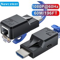 60M HDMI Extender over Single Rj45 Cat6 Cable 1080P HDMI Ethernet Extender Video Transmitter Adapter for PC Loptop HDTV Monitor