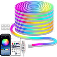 5V USB RGBIC Neon LED Strip 1M 2M 3M 5M 10M Neon Light Strip with Music Sync Bluetooth App Remote DIY Room Deocoration Lighting