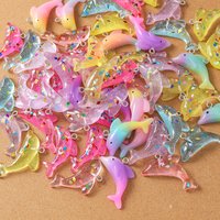 10pcs 35*14mm Cute Resin Dolphin Charms Pendants for Necklace Earrings DIY Kid's Jewelry Gift Accessories Supplies
