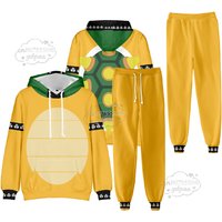 Anime Game Super Brothers Street Trend 3D Digital Print Hoodie Set Mario Cosplay Costume Coat Pants Adult Kids Halloween Suit