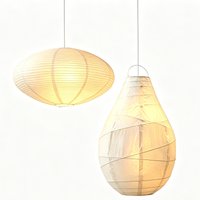 2PCS Rice Paper Pendant Light Shade Handmade Oval Teardrop Japanese Style Hanging Lamp for Bedroom Living Room Dining Room