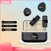 Wireless Lavalier Microphone Mini Outdoor Noise Cancelling for Live Interviews with Charging Case Compatible with iPhone