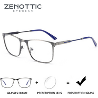 ZENOTTIC Stylish Metal Square Prescription Glasses For Men Modish Anti Blue Light Photochromic/Myopia Optical Eyeglasses
