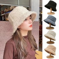 Unisex Harajuku Bucket Hat Solid Men Fishing Fisherman Hat Autumn Winter Lamb Wool Outdoor Warm Panama Cap For Women image 4