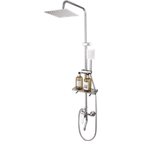 ZAPPO Bathroom Shower Faucet Wall Mount Chrome Polish Rainfall Shower Faucet Set Bathtub Mixer Tap Bathroom Adjust Height