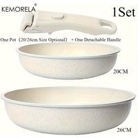 1 Set Of Non-Stick Cookware Set With Removable Handles 20/26 Cm Size Optional For Induction Cooktop Dishwasher And Oven Safe