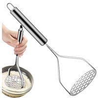 1pc Stainless Steel Potato Masher Ricer Manual Fruit Vegetable Pressure Mud Machine Kitchen Children Food Crusher Complementary