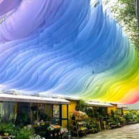 3/5M Wind Powered Gauze Curtain Ceiling Hotel Restaurant Homestay Atmosphere Decoration Outdoor Wedding Beach Tent Gauze Curtain