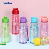 1pc 500ML Transparent Flip Top Water Bottle, Portable Water Cup With Strap For Outdoor Sports Fitness, Travel Fashion Bottle