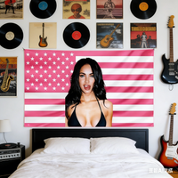 1pc Megan Fox USA Flag Collage Tapestry Polyester 2D Print Wall Art for Bedroom Living Room Aesthetic Decor Celebrity Fan Gift