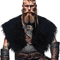 Thick Faux Fur Shoulder Cape Viking Medieval Shawl Renaissance Cosplay Costume for Role Play