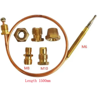 150cm Universal Gas Stove Thermocouple with 5Pcs Nuts Heating Gas Burner Replacement Thermocouple Adaptor