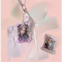Cute Star Gradient Color Photocard Holder PVC Girl Card Holder Idol Photo Display Protect Storage Card Keychain Bag Pendant Gift