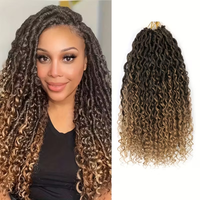 3 Packs Goddess Locs Crochet Hair Extensions 18 Inch River Locs Curly Faux Locs Crochet Synthetic Hair Extensions For Women