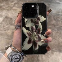 Vintage Lily Pattern Electroplated Tpu Phone Case, Suitable for iPhone 17 Pro Max, iPhone 16, 15, 14, 13, 12, 11, Xs, Xr, X, 7, 8, 12/13 Mini Plus Pro Max Se, Ideal as a Gift for Birthdays/Various