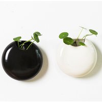Retro Black White Wall Mounted Ceramic Plant Pot Simple Gardening Creative Home Succulent Plant Pots Hydroponic Flower Vases