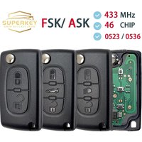 ASK FSK For Citroen C2 C3 C4 C5 C6 Xsara Berlingo For Peugeot 207 307 308 407 607 807 HU83 VA2 CE0536 CE0523 Flip Remote Car Key