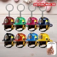 Vibrant Firefighter Helmet 4/8pcs 2D Acrylic Pendant Professional Backpack Accessory Car Home Decor Birthday Holiday Party Gifts