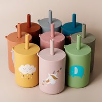 1PC Baby Feeding Drinkware Straw Cup Baby Cartoon Learning Feeding Cup Food Grade Silicone Toddler Water Bottle Tableware