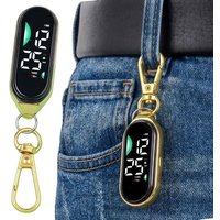 LED Electronic Hanging Watch Portable Digital Display Pocket Watch Carabiner Waterproof Luminous Pocket Watch Kids Adults