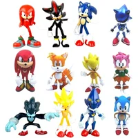 Zestaw figurek Sonics: Tails, Werehog, figurki akcji, Knuckles, lalka Dr. Eggman, figurki z kreskówek, kolekcjonerskie lalki, zabawka dla dzieci – jeż.