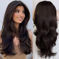 Half Wigs with Clips in, 24 Inches Long Wavy 3/4 Half Head Tied, Synthetic Natural Wavy Wigs for Women Quick Self Styled