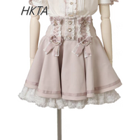 Japanese Liz Skirt High Waist Thin Kawaii Cute Bow Lolita Skirts Women Summer New Elastic High Waist Ruffle Short Pleated Skirt