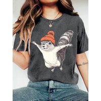 Plus Size Summer Women's Retro Squirrel Print T-Shirt Cotton Breathable Stylish Versatile Street Style Oversized